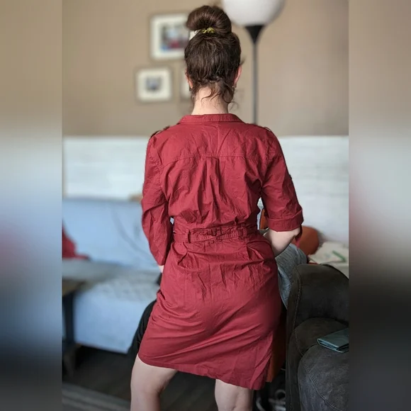 Hawksley brand, ladies Lg (fits like a small) wine coloured shirt dress,… - Picture 9 of 14